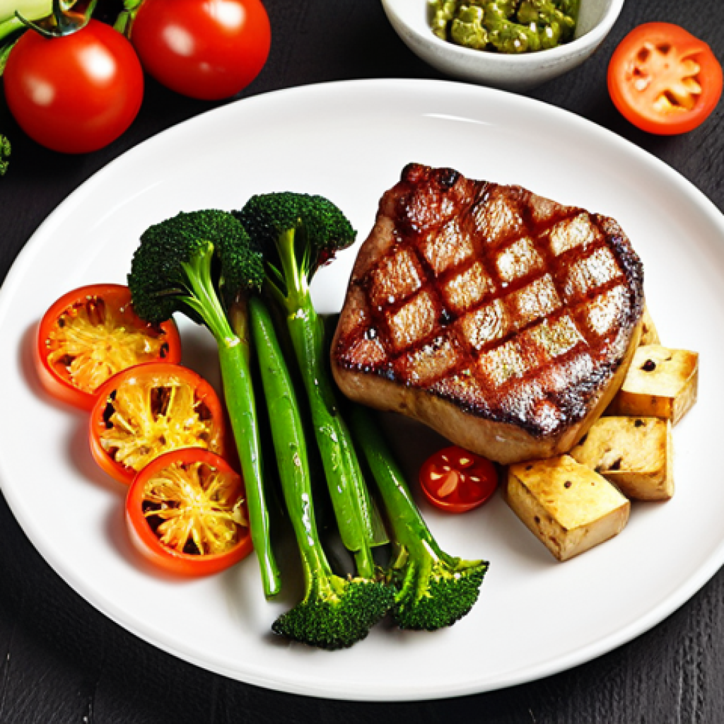 Tofu steak with vegetables, showcasing high protein and low calorie tofu as a versatile alternative food.
