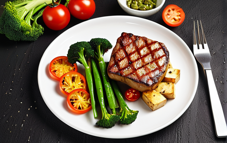 Tofu steak with vegetables, showcasing high protein and low calorie tofu as a versatile alternative food.